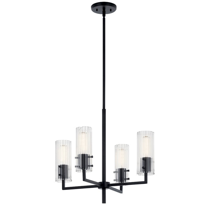 Kichler Velestino 4Lt Round 19.25" Chandelier 1 Tier SM, Black Fluted