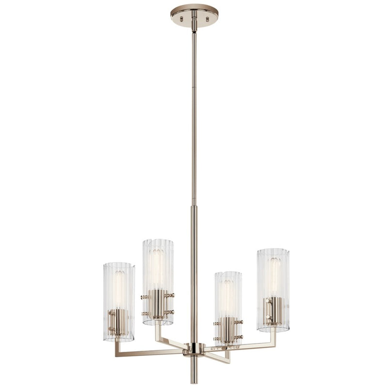 Kichler Velestino 4Lt Round 19.25" Chandelier 1 Tier SM, Nickel Fluted