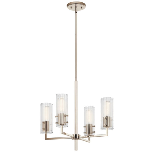 Kichler Velestino 4Lt Round 19.25" Chandelier 1 Tier SM, Nickel Fluted