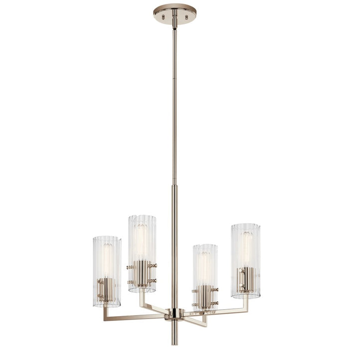 Kichler Velestino 4Lt Round 19.25" Chandelier 1 Tier SM, Nickel Fluted