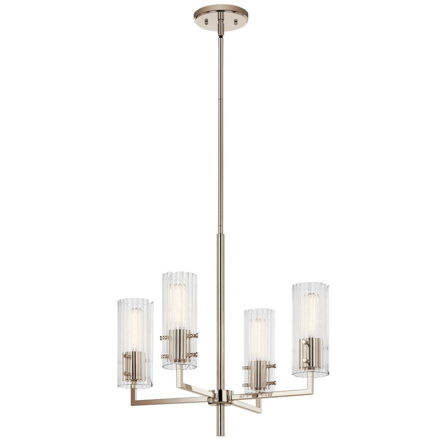 Kichler Velestino 4Lt Round 19.25" Chandelier 1 Tier SM, Nickel Fluted - 52678PN