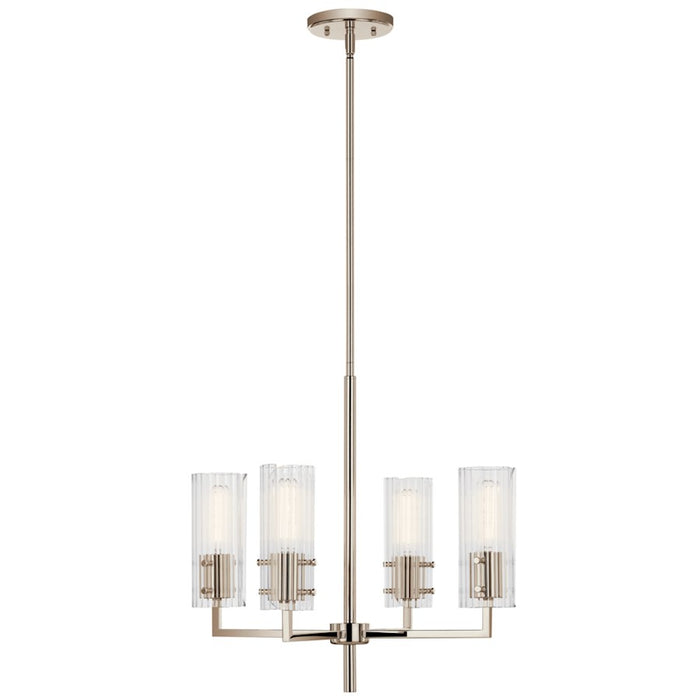 Kichler Velestino 4Lt Round 19.25" Chandelier 1 Tier SM, Nickel Fluted