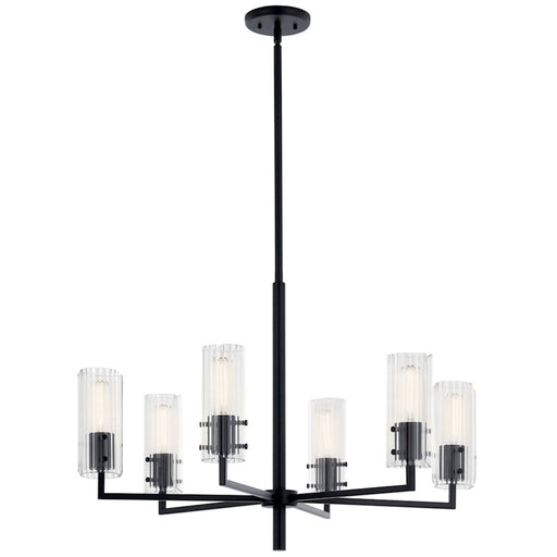 Kichler Velestino 6Lt Round 21.25" Chandelier 1 Tier MED, Black Fluted
