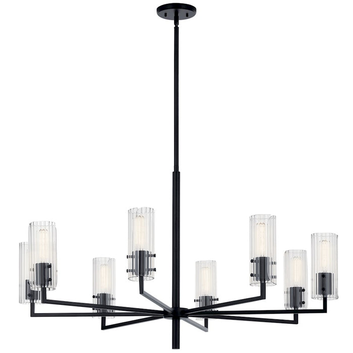 Kichler Velestino 8Lt Round 23.25" Chandelier 1 Tier LG, Black Fluted