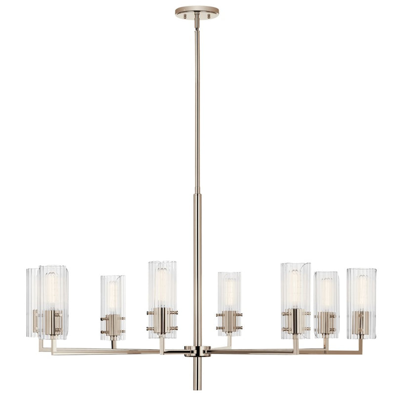Kichler Velestino 8Lt Round 23.25" Chandelier 1 Tier LG, Nickel Fluted