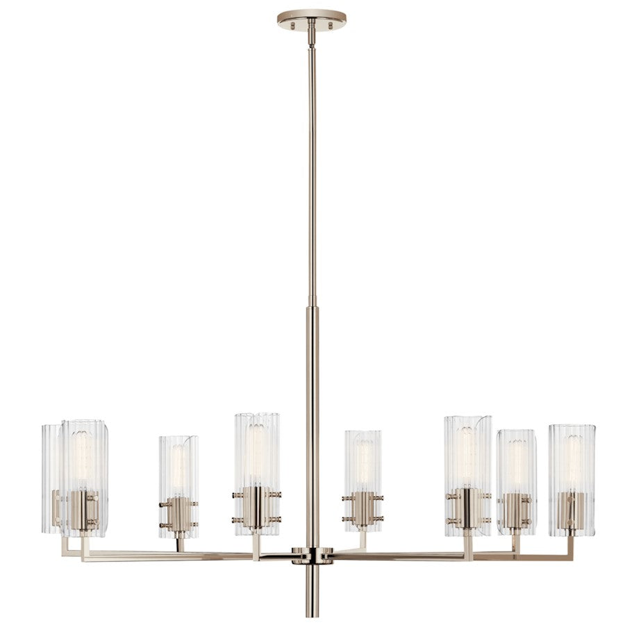 Kichler Velestino 8Lt Round 23.25" Chandelier 1 Tier LG, Nickel Fluted
