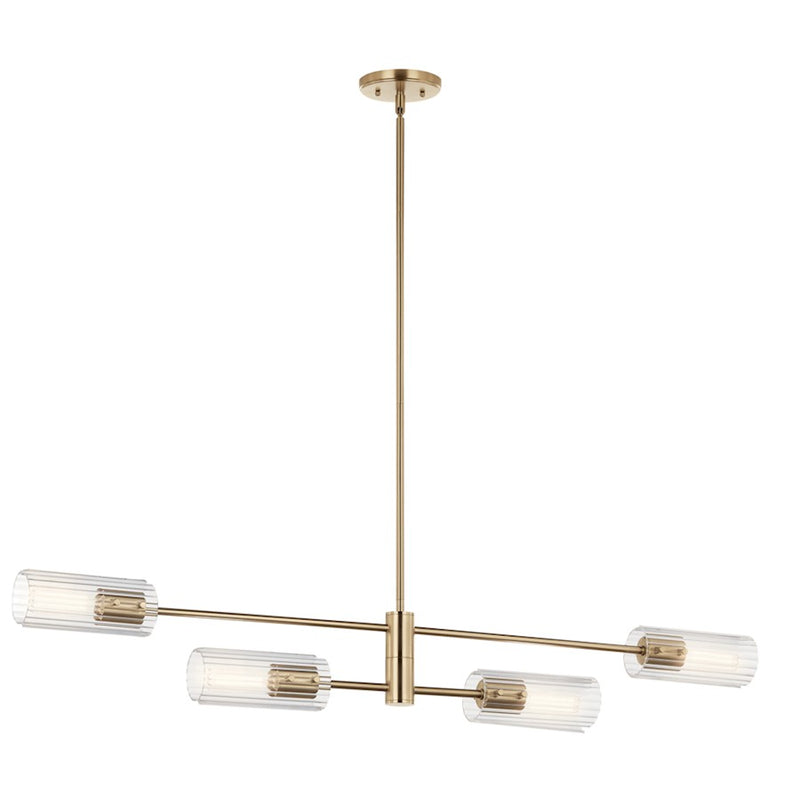 Kichler Velestino 4Lt Linear 7" Chandelier Single, Bronze Fluted