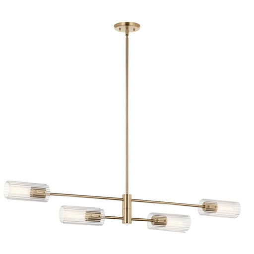 Kichler Velestino 4Lt Linear 7" Chandelier Single, Bronze Fluted