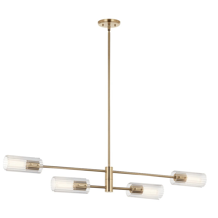 Kichler Velestino 4Lt Linear 7" Chandelier Single, Bronze Fluted