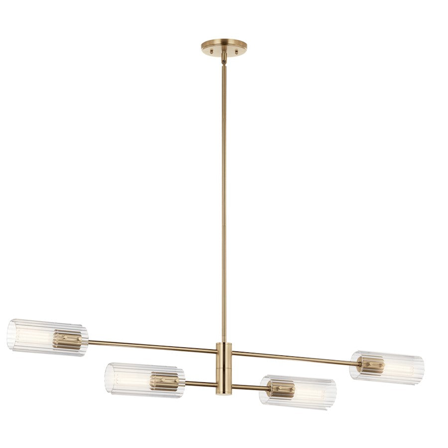 Kichler Velestino 4Lt Linear 7" Chandelier Single, Bronze Fluted