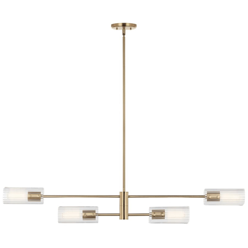 Kichler Velestino 4Lt Linear 7" Chandelier Single, Bronze Fluted