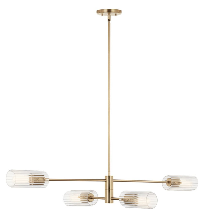 Kichler Velestino 4Lt Linear 7" Chandelier Single, Bronze Fluted