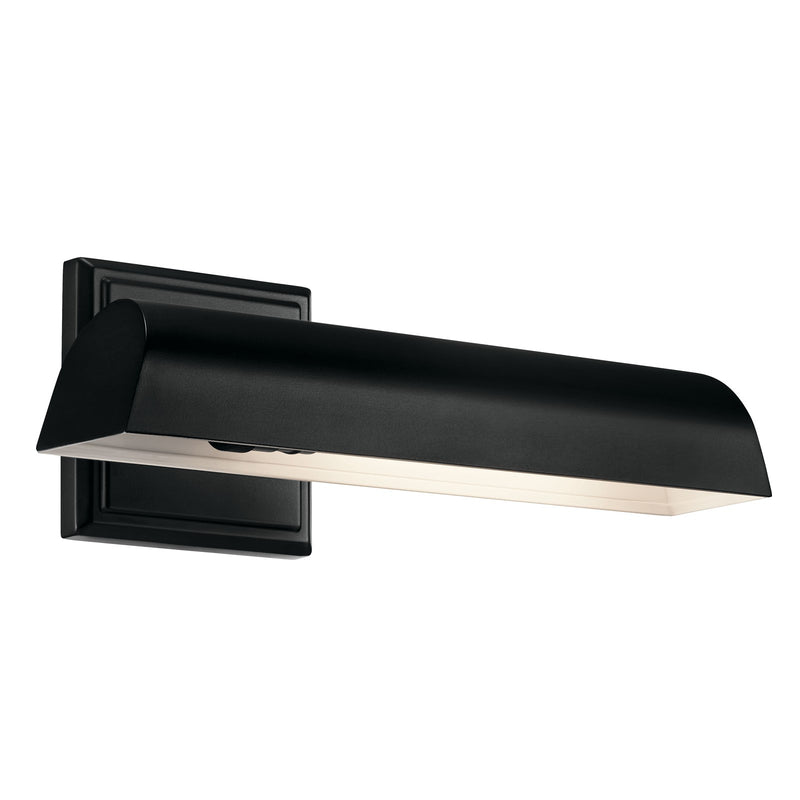 Kichler Carston 12in 1-Light Wall Sconce | Traditional Black Steel with Adjustable Shade | Bedroom & Hallway Accent | Model 52684BK