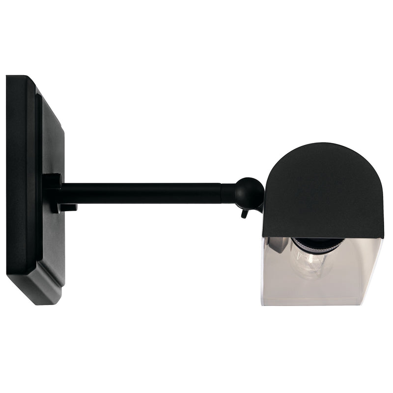 Kichler Carston 12in 1-Light Wall Sconce | Traditional Black Steel with Adjustable Shade | Bedroom & Hallway Accent | Model 52684BK