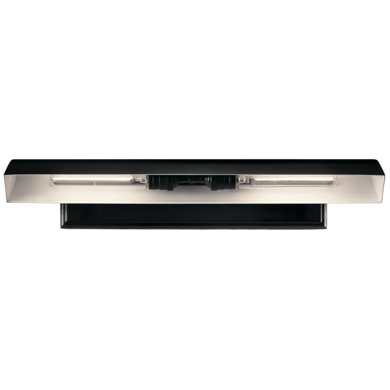 Kichler Carston 24in 2-Light Wall Sconce | Industrial Black Steel | Damp Rated Living Room & Bedroom | 24.25 x 4.75 in | Model 52686BK