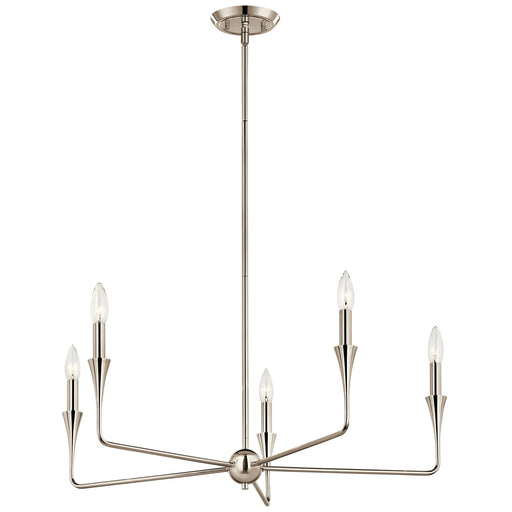 Kichler Alvaro 19in 5-Light Small Chandelier | Soft Modern Polished Nickel Steel | Dining Room & Entryway | 19 in H | Model 52689PN
