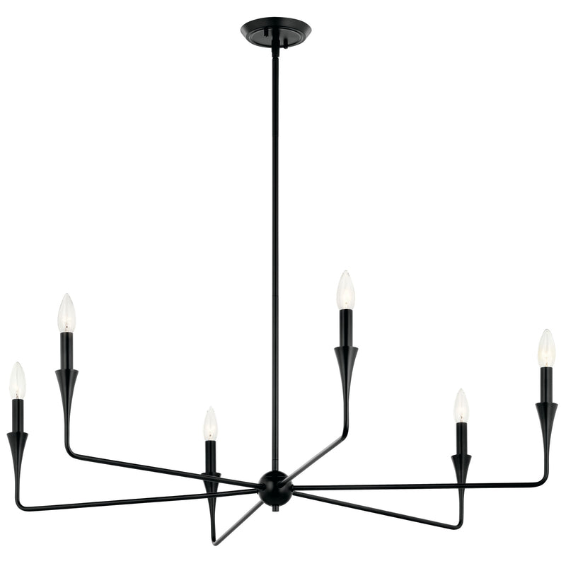 Kichler Alvaro 19in 6-Light Chandelier | Modern Black Steel | Dining Room & Living Room | 19.25in H | Model 52690BK