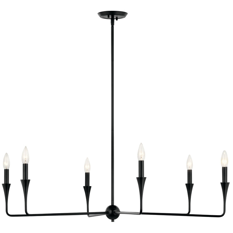 Kichler Alvaro 19in 6-Light Chandelier | Modern Black Steel | Dining Room & Living Room | 19.25in H | Model 52690BK