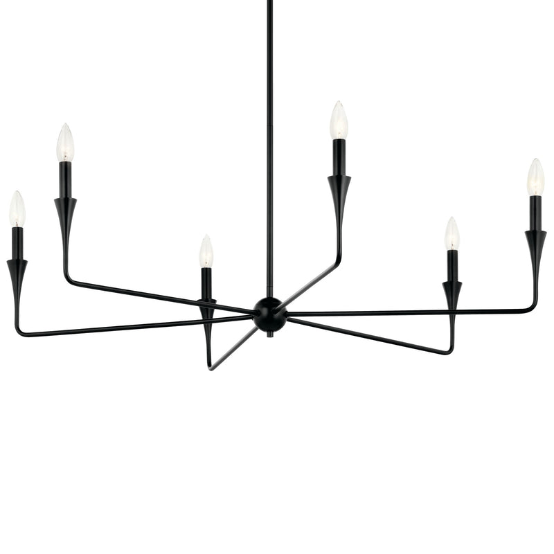 Kichler Alvaro 19in 6-Light Chandelier | Modern Black Steel | Dining Room & Living Room | 19.25in H | Model 52690BK