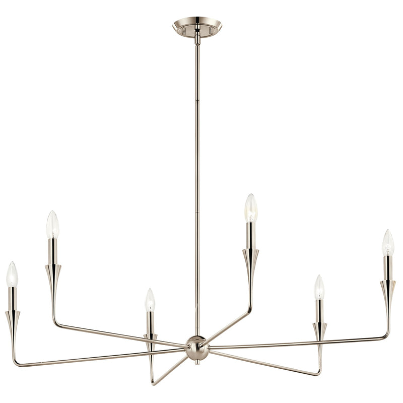 Kichler Alvaro 19in 6-Light Chandelier | Modern Polished Nickel Steel | Dining Room & Living Room | 19 in H | Model 52690PN