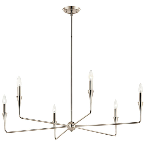Kichler Alvaro 19in 6-Light Chandelier | Modern Polished Nickel Steel | Dining Room & Living Room | 19 in H | Model 52690PN