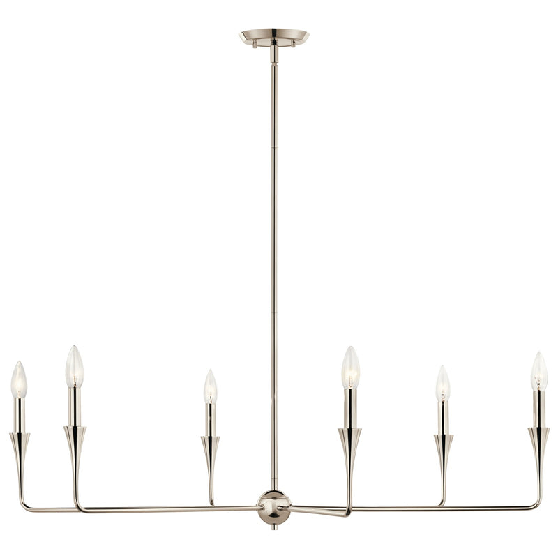 Kichler Alvaro 19in 6-Light Chandelier | Modern Polished Nickel Steel | Dining Room & Living Room | 19 in H | Model 52690PN
