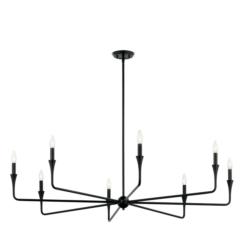 Kichler Alvaro 23in 8-Light Chandelier | Black Steel Tapered Arms | Dining Room & Living Room | 23 in H | Model 52691BK