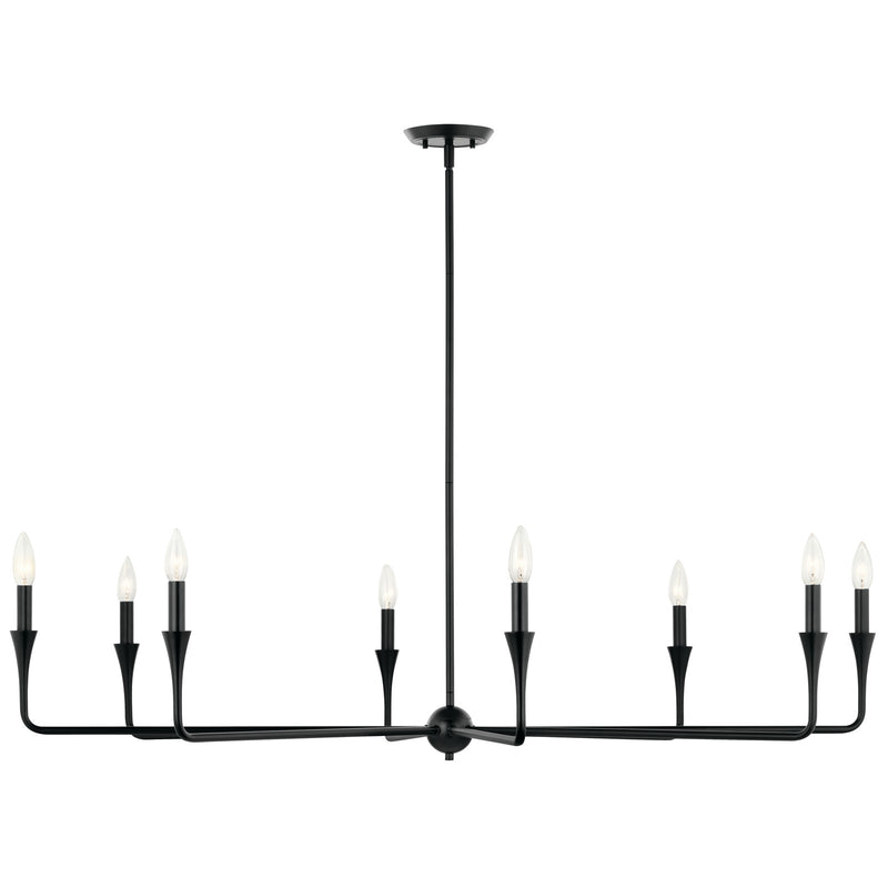 Kichler Alvaro 23in 8-Light Chandelier | Black Steel Tapered Arms | Dining Room & Living Room | 23 in H | Model 52691BK