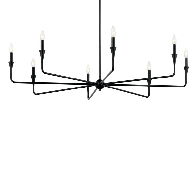 Kichler Alvaro 23in 8-Light Chandelier | Black Steel Tapered Arms | Dining Room & Living Room | 23 in H | Model 52691BK