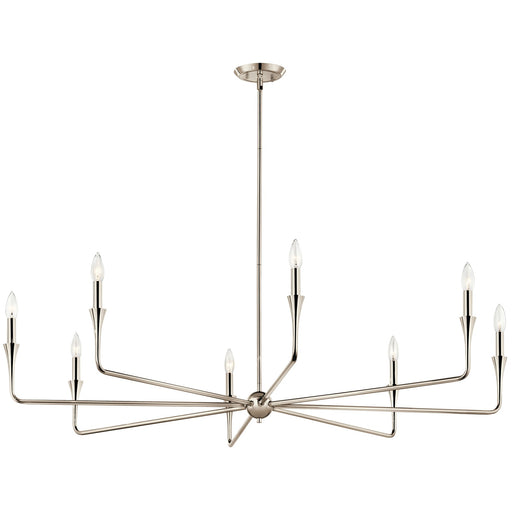 Kichler Alvaro 8-Light Chandelier | Modern Polished Nickel | Dining Room | H 23 in | Model 52691PN