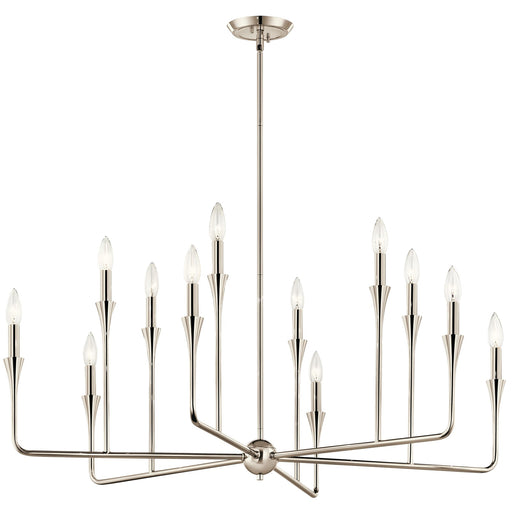 Kichler Alvaro 20in 12-Light Chandelier | Tiered Polished Nickel Steel | Dining Room & Living Room | 20 in H | Model 52692PN
