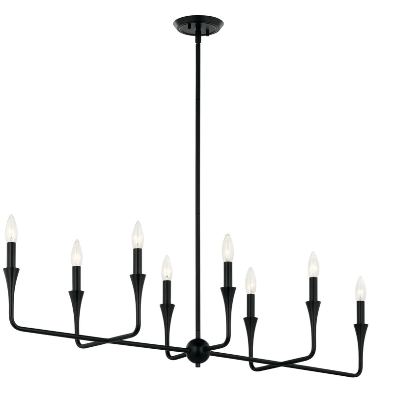 Kichler Alvaro 45in 8-Light Linear Chandelier | Black Steel | Dining Room & Living Room | 45.5 x 11.5 x 24.25 in | Model 52693BK