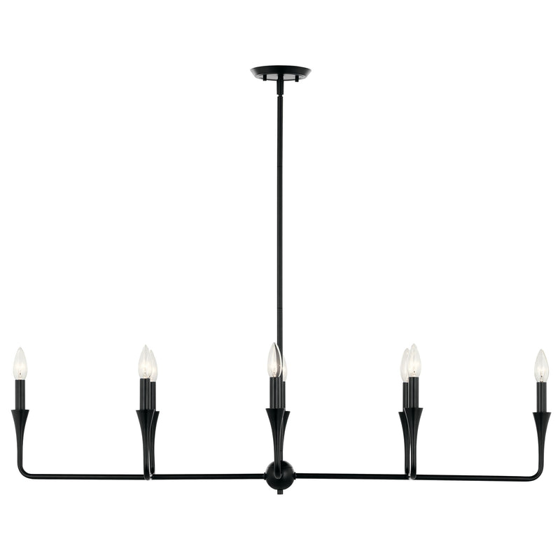 Kichler Alvaro 45in 8-Light Linear Chandelier | Black Steel | Dining Room & Living Room | 45.5 x 11.5 x 24.25 in | Model 52693BK