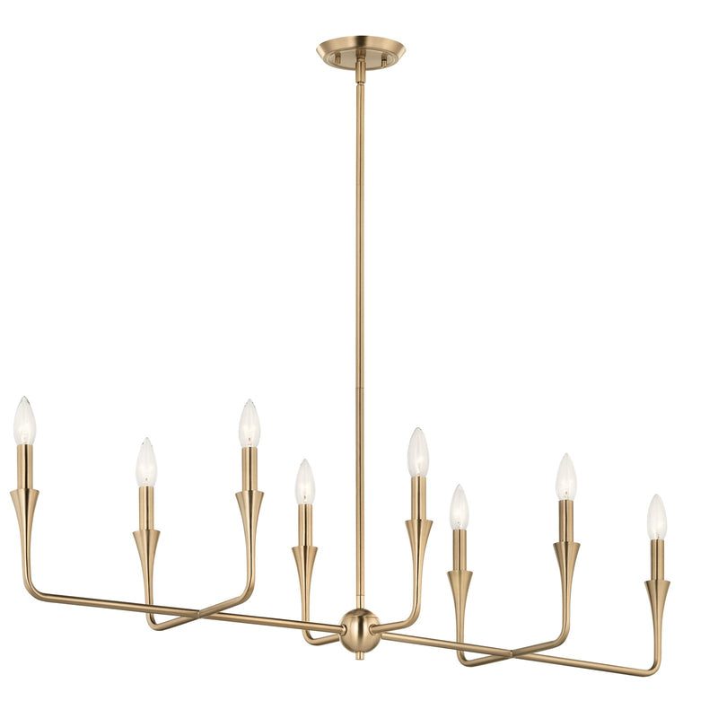 Kichler Alvaro 45in 8-Light Linear Chandelier | Modern Champagne Bronze Steel | Dining Room & Great Room | 45.5 x 11.5 x 24.25 in | Model 52693CPZ