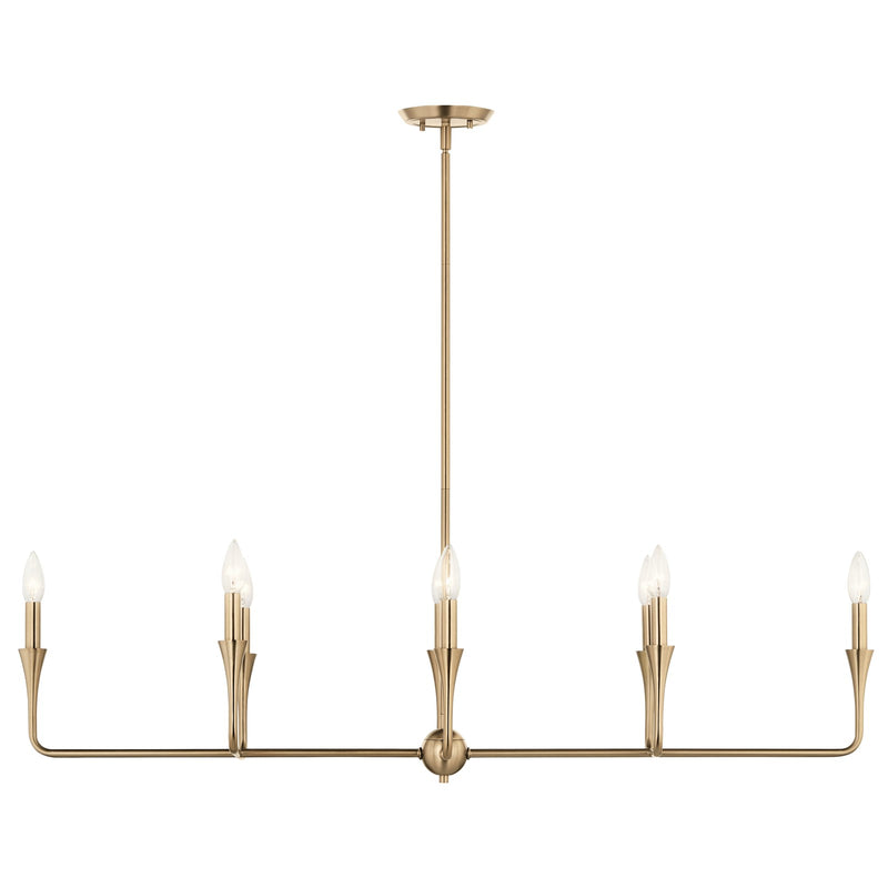 Kichler Alvaro 45in 8-Light Linear Chandelier | Modern Champagne Bronze Steel | Dining Room & Great Room | 45.5 x 11.5 x 24.25 in | Model 52693CPZ