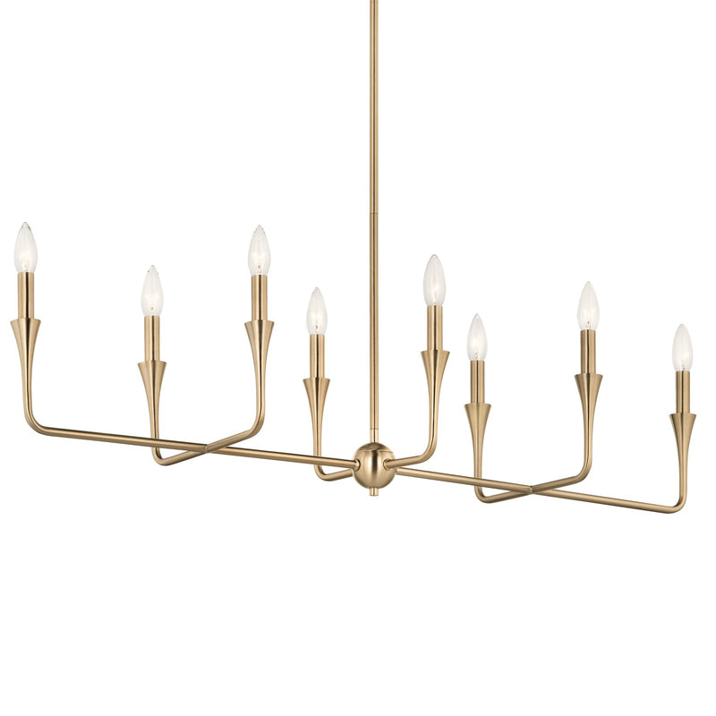 Kichler Alvaro 45in 8-Light Linear Chandelier | Modern Champagne Bronze Steel | Dining Room & Great Room | 45.5 x 11.5 x 24.25 in | Model 52693CPZ