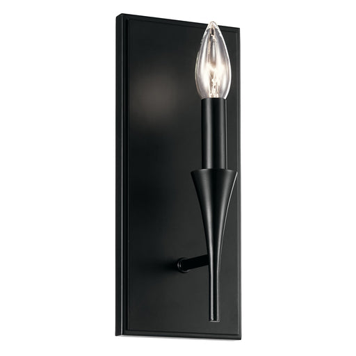 Kichler Alvaro 1-Light Wall Sconce | Modern Black Steel | Hallway & Bathroom Accent | 5 x 11.5 in, Damp Rated | Model 52694BK