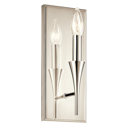 Kichler Alvaro 1-Light Wall Sconce | Modern Polished Nickel Steel | Bathroom Vanity & Hallway Accent | 5 x 11.5 in | Model 52694PN