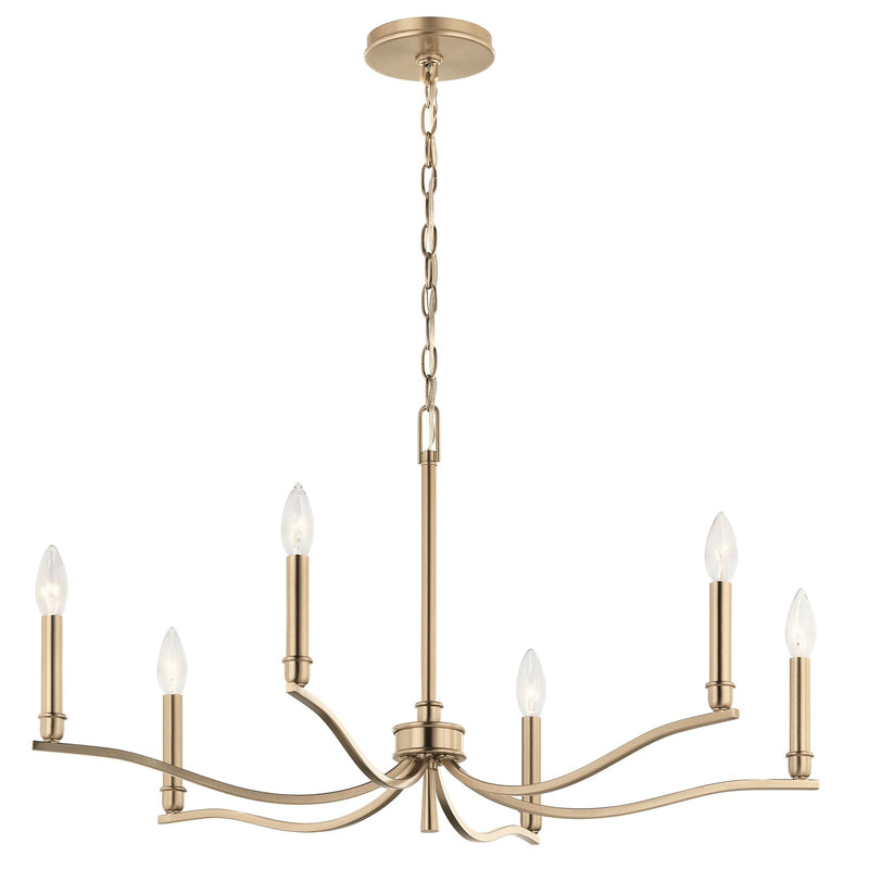 Kichler Malene 18in 6-Light Chandelier | Champagne Bronze Steel | Dining Room & Living Room | H 17.75 in | Model 52695CPZ