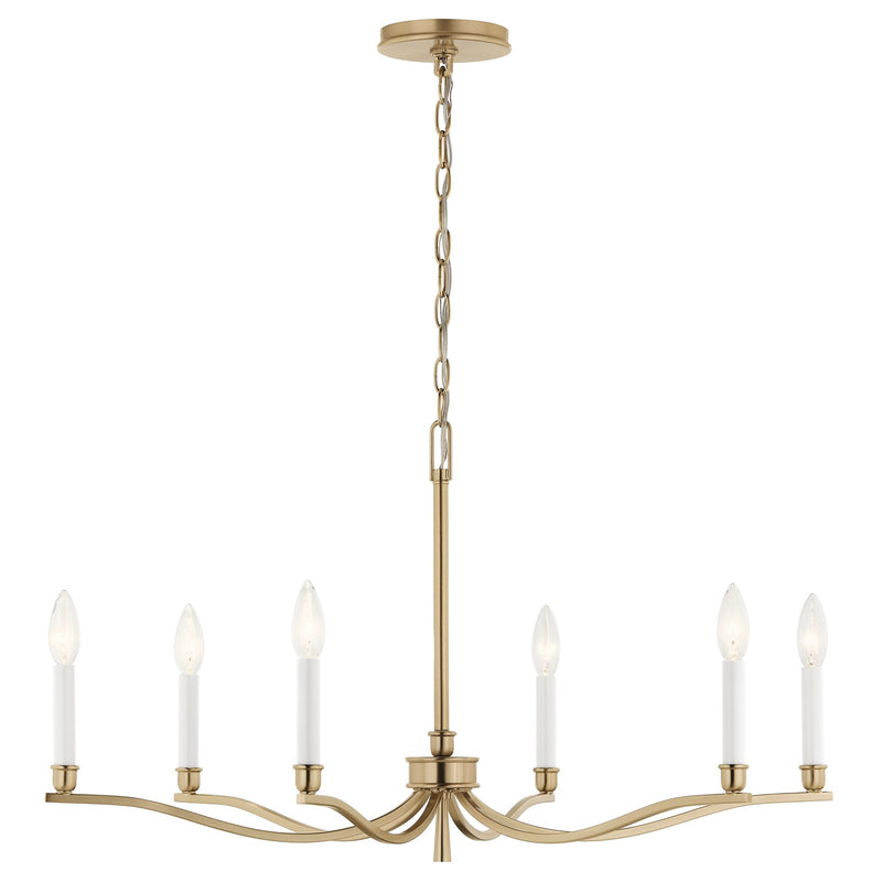 Kichler Malene 18in 6-Light Chandelier | Champagne Bronze Steel | Dining Room & Living Room | H 17.75 in | Model 52695CPZ