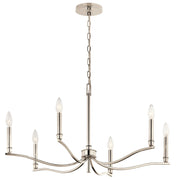 Kichler Malene 18in 6-Light Chandelier | Traditional Polished Nickel and Steel | Dining Room & Living Room | 17.75in H | Model 52695PN