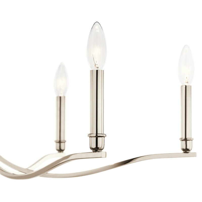 Kichler Malene 18in 6-Light Chandelier | Traditional Polished Nickel and Steel | Dining Room & Living Room | 17.75in H | Model 52695PN