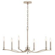Kichler Malene 18in 6-Light Chandelier | Traditional Polished Nickel and Steel | Dining Room & Living Room | 17.75in H | Model 52695PN