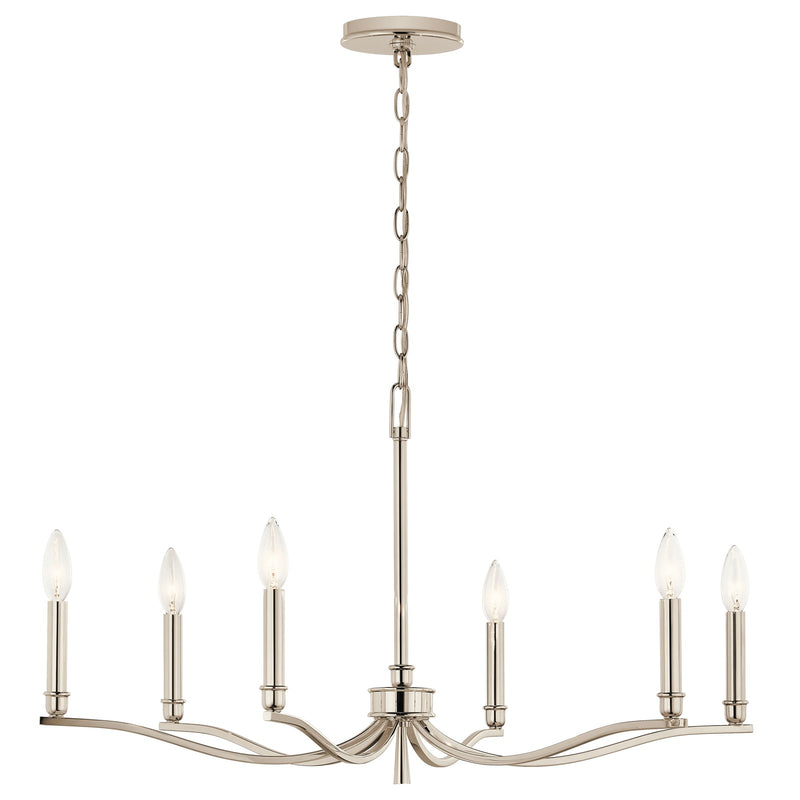 Kichler Malene 18in 6-Light Chandelier | Traditional Polished Nickel and Steel | Dining Room & Living Room | 17.75in H | Model 52695PN