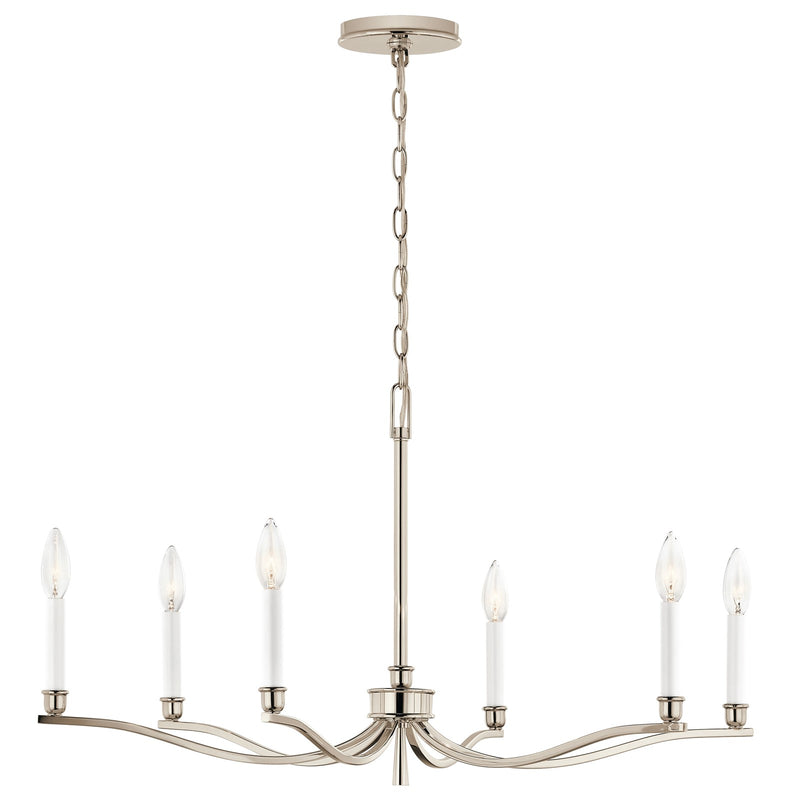 Kichler Malene 18in 6-Light Chandelier | Traditional Polished Nickel and Steel | Dining Room & Living Room | 17.75in H | Model 52695PN