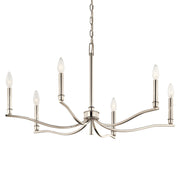 Kichler Malene 18in 6-Light Chandelier | Traditional Polished Nickel and Steel | Dining Room & Living Room | 17.75in H | Model 52695PN