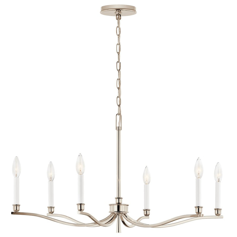 Kichler Malene 18in 6-Light Chandelier | Traditional Polished Nickel and Steel | Dining Room & Living Room | 17.75in H | Model 52695PN