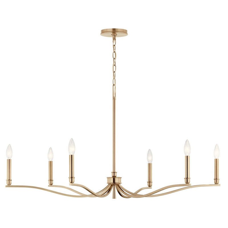Kichler Malene 22in 6-Light Chandelier | Champagne Bronze Steel | Dining Room & Living Room | H 22.25 in | Model 52696CPZ