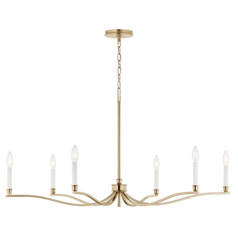 Kichler Malene 22in 6-Light Chandelier | Champagne Bronze Steel | Dining Room & Living Room | H 22.25 in | Model 52696CPZ