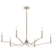 Kichler Malene 22in 6-Light Chandelier | Modern Polished Nickel Steel | Dining Room & Living Room | 22.25 in H, Sloped Ceiling | Model 52696PN
